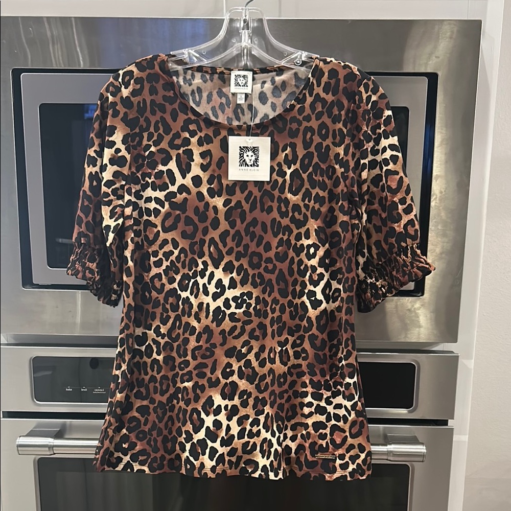 Anne Klein Animal Print Blouse - Brown and Black